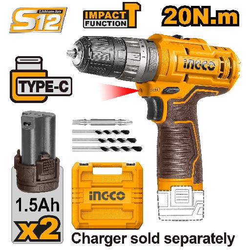 Heimwerker Ghana – 12V Lithium-Ion Cordless Hammer Impact Drill with LED Light – CIDLI12202