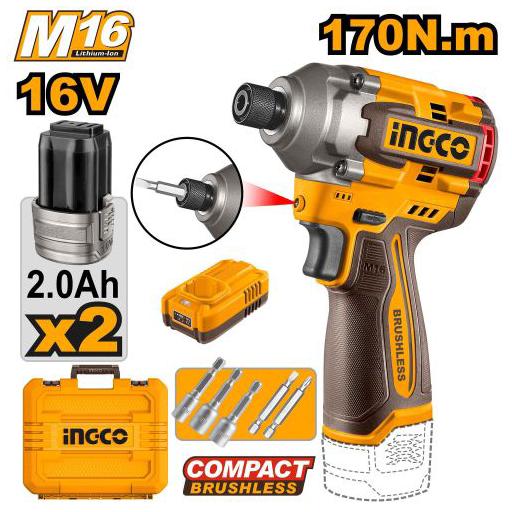 Heimwerker Ghana – 170Nm Lithium-Ion Cordless Impact Driver + Two 16V Batteries – CIRLI16178