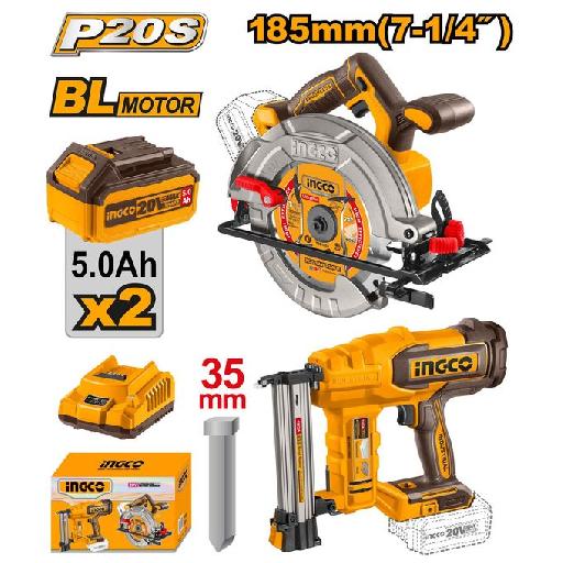 Heimwerker Ghana – Cordless 20V Circular Saw 7.25? + Brad Nailer 35mm + 2 Batteries – COSLI240866