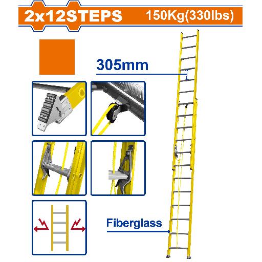 Heimwerker Ghana – 2×12 Step Extension Fiberglass Ladder – WLD0924