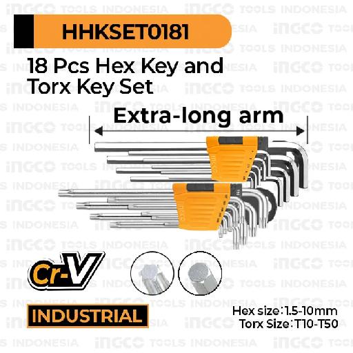 18-Piece Hex Key & Torx Key Set with Extra-Long Arms – HHKSET0181