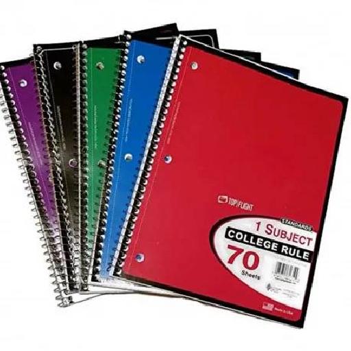 College Ruled Spiral Notebook – 70 Sheets, Durable Cover, Ideal for School or Office Use