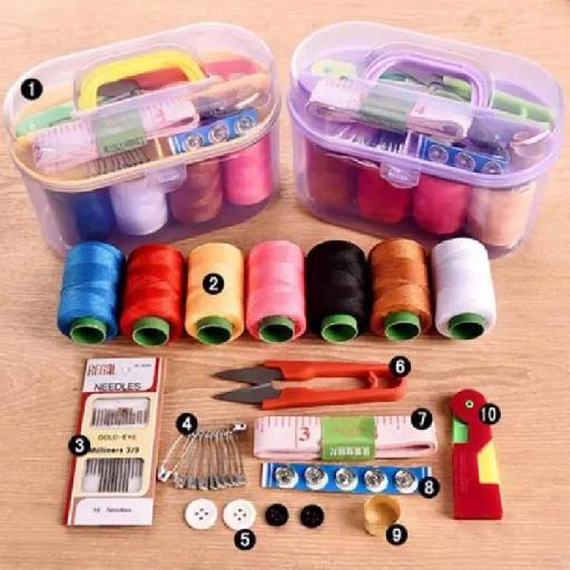 Portable Sewing Kit – Transparent Box with Threads, Needles & Essentials for Home and DIY Use