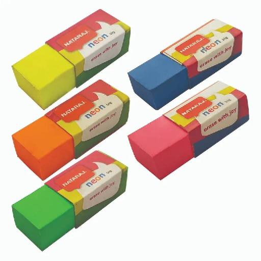 Nataraj Eraser – Neon-Colored Pencil Erasers for School, Office & Home