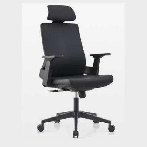 BARI Highback Chair Black Polypropylene Frame Ergonomic Office Chair with High-Density Foam Seat and Back D28kg/m³ Comfortable Tall Backrest for Home Office or Study Room 124cm Height