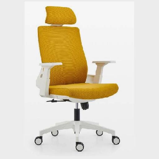 BARI Highback Chair Yellow Polypropylene Frame Ergonomic Office Chair with High-Density Foam Seat and Back D28kg/m³ Comfortable Tall Backrest for Home Office or Study Room 124cm Height