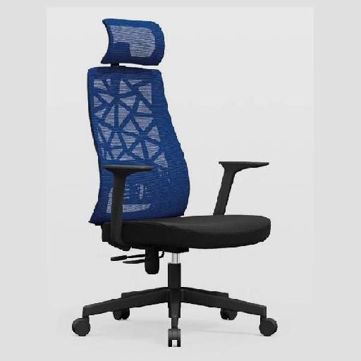 BERUT Highback Chair Blue and Black Polypropylene & Fiber Frame Ergonomic Office Chair with High-Density Foam Seat D28kg/m³ Comfortable Back Support for Home Office or Study 127cm Height