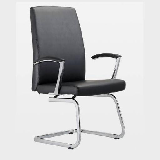 SMOOTH Visitor’s Chair Black Polyurethane Upholstery High Resilience Foam Comfortable Guest Chair for Office, Reception, or Waiting Area 59cm Height