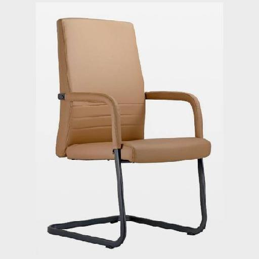 SMOOTH Visitor’s Chair Brown Polyurethane Upholstery Comfortable Guest Chair with High Resilience Foam Seat for Office, Reception, or Waiting Area 59cm Height