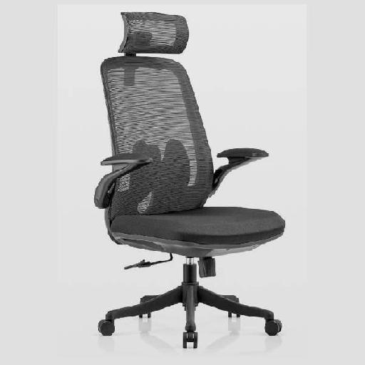 4TASK Highback Chair Black Fabric Office Chair with Ergonomic High Back Design and High Resilience Foam 100% Polyester Upholstery Comfortable Seating for Home Office or Workspace 123cm Height