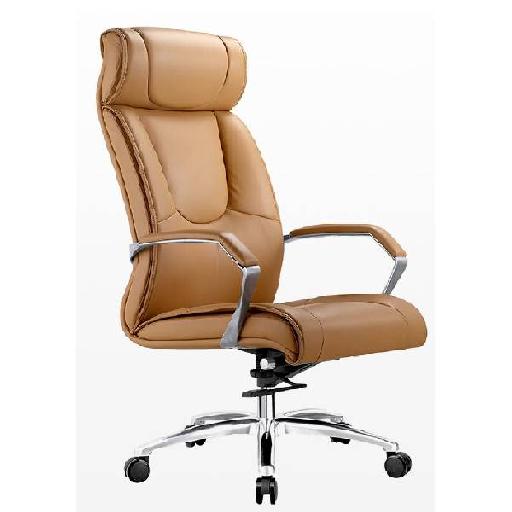 BOSS Armchair Light Brown Upholstered Lounge Chair with High Resilience Foam Cushion, Polyurethane Covering Comfortable Accent Chair for Living Room, Office, or Waiting Area 122cm Height