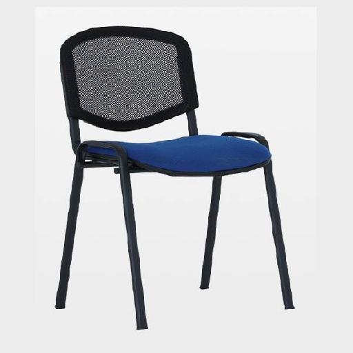 ISO NET Armchair Blue Black Mesh-Back Visitor Chair with High Resilience Foam Seat, Pixel Fabric Upholstery Comfortable Guest Chair for Office, Meeting Room, or Reception 83.5cm Height