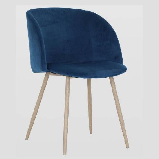 GRENE Armchair Paon Blue Velvet Accent Chair with High Resilience Foam Cushion Modern Compact Lounge Chair for Living Room, Office, or Reception Area 81cm Height