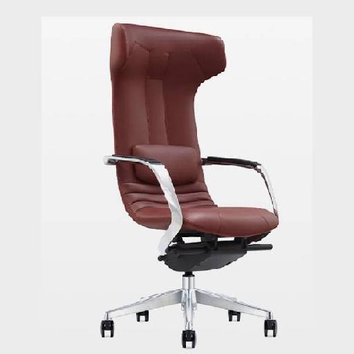 DOLPHIN Armchair PRESIDENT Bordeaux Genuine Leather Executive Office Chair with High Resilience Foam Ergonomic High Back Luxury Armchair for Office or Boardroom 130cm Height
