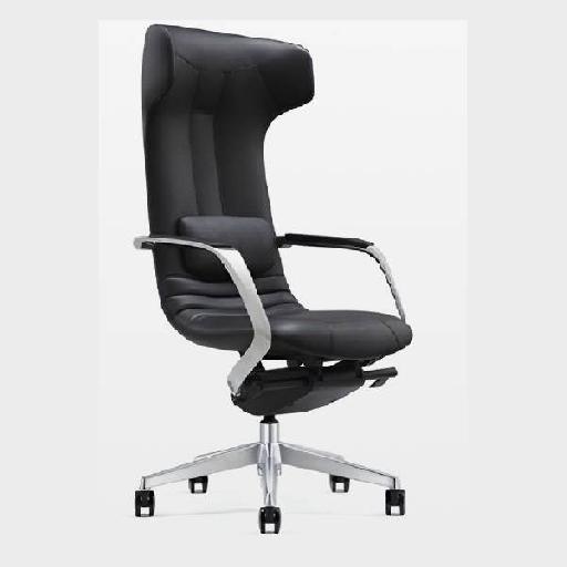 DOLPHIN Armchair PRESIDENT Black Genuine Leather Executive Office Chair with High Resilience Foam Ergonomic High Back Luxury Armchair for Office, Boardroom, or Home Office – 130cm Height