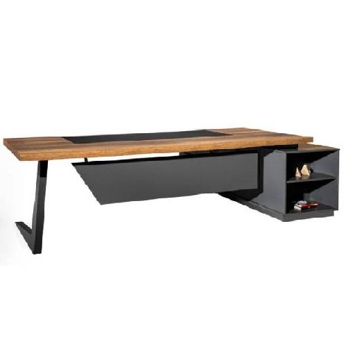 OSCAR Z Desk Executive Office Desk 250cm Oak/Grey – Wide Work Surface, Modern Particle Board Design, Brown Color Family – Ideal for Office, Conference Room, or Studio