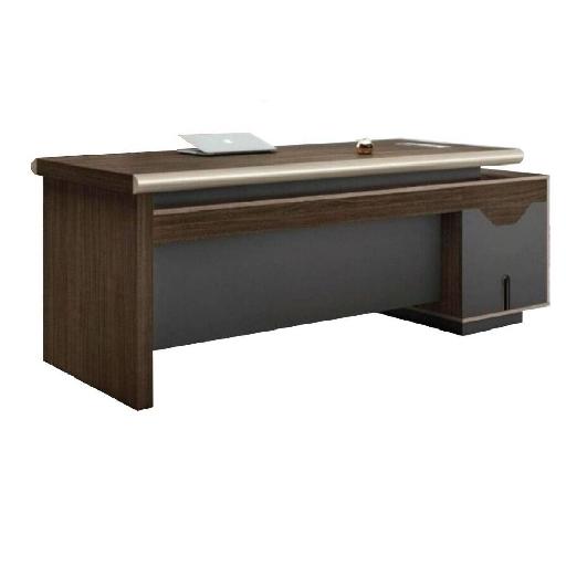 LUXURY Executive Desk 180cm Dark Oak/Grey – 3 Drawers, Fabric Finish with 12mm Melamine Top and Metal Legs – Stylish Gray Office Desk for Professionals and Modern Workspaces