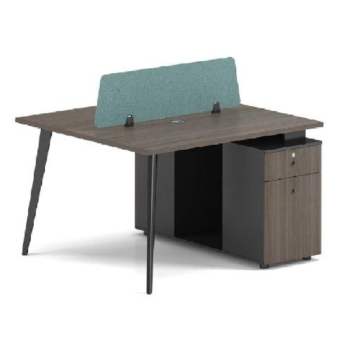 RESPECT 2-Person Workstation Desk Brown/Grey – Compact 140cm Shared Office Desk with 105cm Height, Modern Double-Sided Design for Collaborative Workspaces