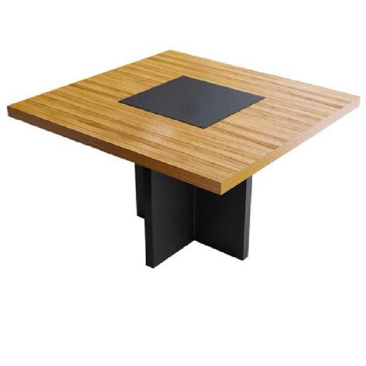 APEX Round Meeting Table 120cm Oak/Grey – Durable Conference Table with 75cm Height, Sturdy Particle Board Construction, Modern Office Furniture for Meeting Rooms