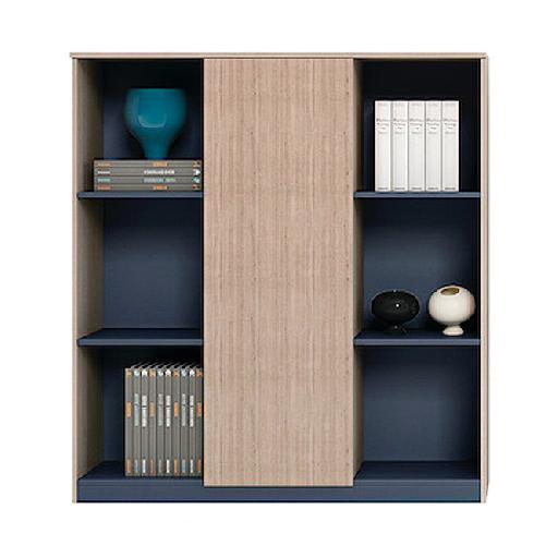 ELEGANCE FASHION Storage Unit 120cm Beige/Dark Grey – Tall 160cm Freestanding Cabinet with Fabric Finish, Metal Legs, and Particle Board Structure for Modern Office or Home Use
