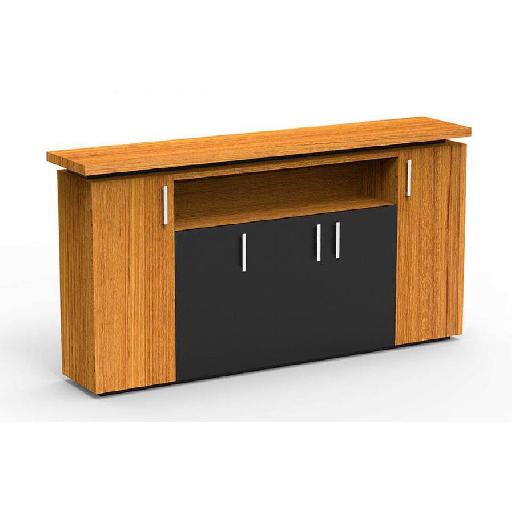 APEX Storage Unit 233cm Brown – Modern Low-Profile Storage Cabinet with 115cm Height, Durable MFC Melamine Panels, Ideal for Office, Meeting Room, or Home
