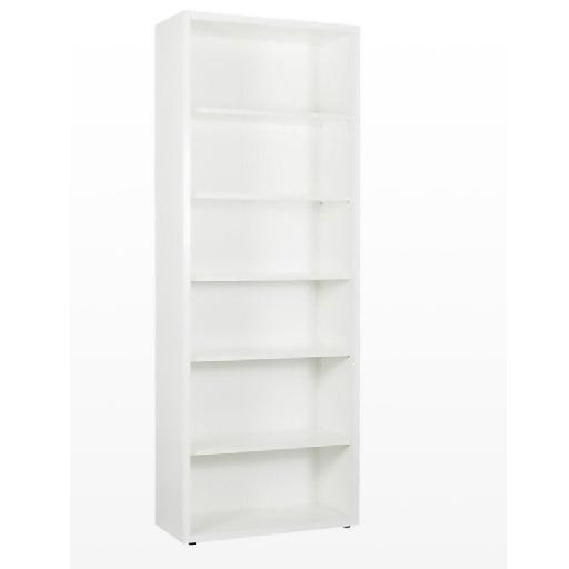 DISEGNO 6-Shelf Tall White Shelf Unit – 217cm Height Particle Board Storage Organizer for Office and Home
