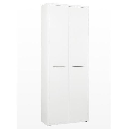 DISEGNO Walnut/Grey 2-Door Storage Unit – 217cm Height White Particle Board Cabinet for Office & Home