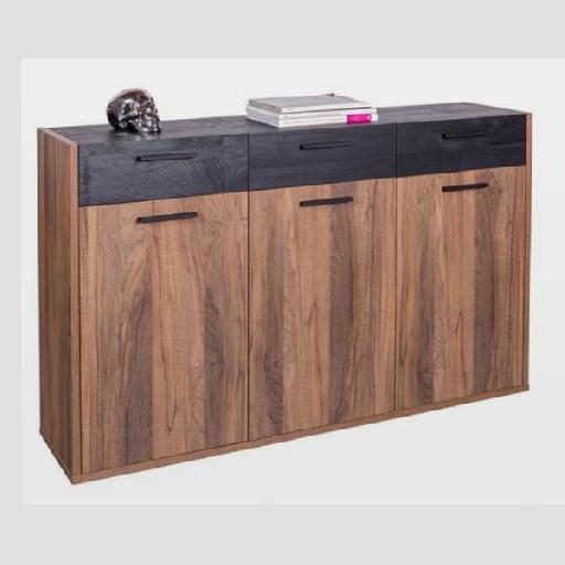 DAVINCI BRERA Suede-Covered Cabinet – 144cm Tall Brown Dark Brown/Black/Walnut Storage Unit with Sturdy Chalet-GrandTour Structure