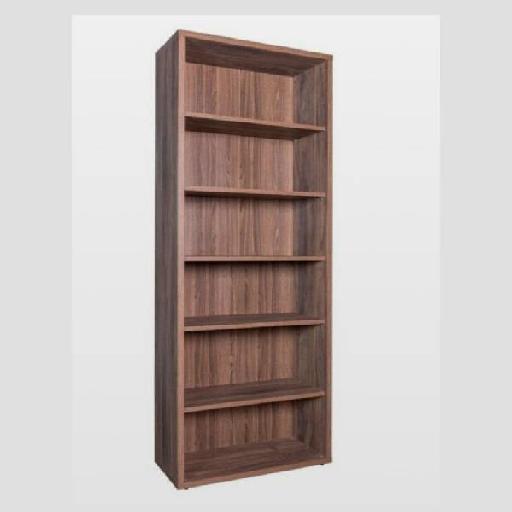 DAVINCI Grandtour 6-Shelf Unit – 117cm Tall Linen Brown Walnut Suede Storage Cabinet with Durable Feet
