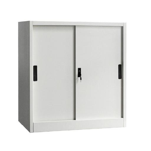 Steel Storage Unit with 2 Sliding Doors – 85cm Length x 40cm Depth x 90cm Height, Grey/White Electrostatic Powder Coated Finish