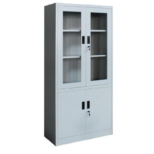 Steel Storage Unit with 4 Doors – 85cm Length x 40cm Depth x 180cm Height, Grey/White Electrostatic Powder Coated Finish