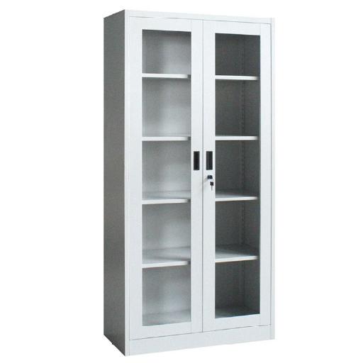 Steel Storage Unit with 2 Doors and 4 Shelves – 85cm Length x 40cm Depth x 180cm Height, Grey/White Electrostatic Powder Coated Finish