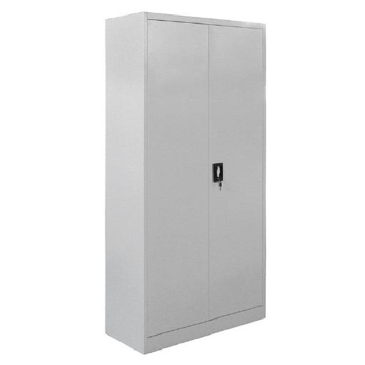 Steel Storage Unit with 2 Hinged Doors and 3 Shelves – 85cm Length x 40cm Depth x 150cm Height, Grey/White Electrostatic Powder Coated Finish