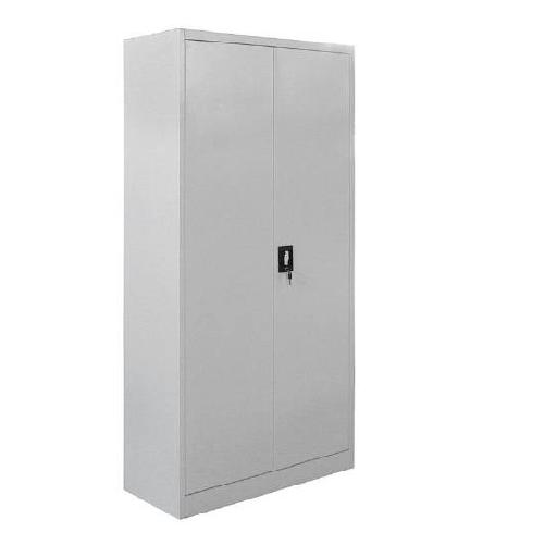 Steel Storage Unit with 2 Hinged Doors and 4 Shelves – 85cm Length x 40cm Depth x 180cm Height, Grey/White Electrostatic Powder Coated Finish
