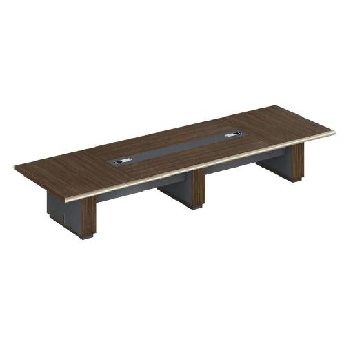 Luxury Conference Table 360cm x 155cm Rectangular Dark Oak & Grey Melamine Top with Fabric Covering & Metal Feet – Sturdy 118kg Executive Meeting Table with 12mm Thick Plate