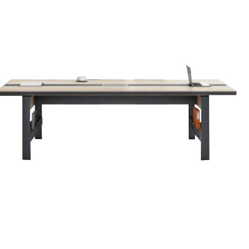 Elegance Fashion Conference Table 240cm x 120cm Rectangular Beige & Dark Grey MDF Top with Fabric Covering & Metal Feet – Lightweight 46kg Office Meeting Table with 12mm Thick Plate