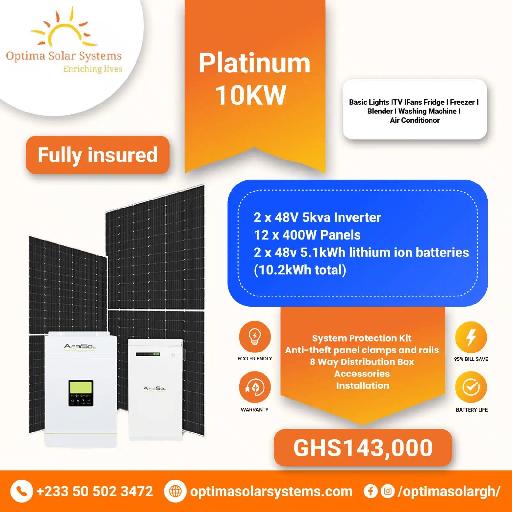 10kW Solar System with 10kWh Lithium-ion Battery Storage | Complete Platinum Solar Package for Home & Business