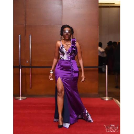 Royal Elegance: Beaded Kente and Silk Satin Gown by Amoasi Official