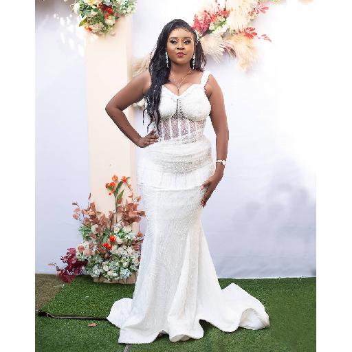 Fairytale White Wedding Elegance: Custom Bridal Gown by Amoasi Officia