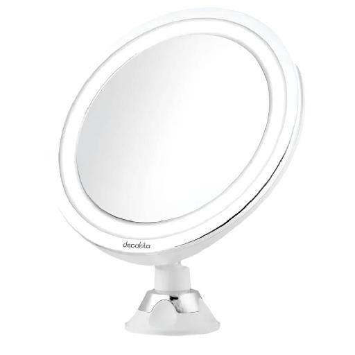 Decakila Makeup Mirror With LED Lights – KMTT062W | 5x Magnification, 360° Rotation, Dual-Brightness LED, Locking Suction Cup, Battery-Operated Travel Mirror