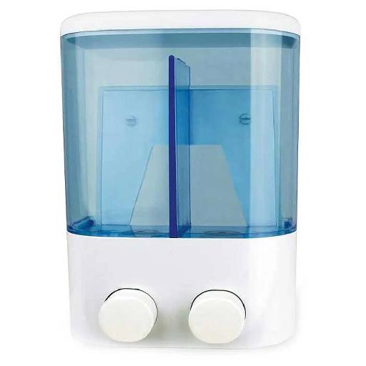 Manual 2-in-1 Wall Mounted Hand Sanitizer & Liquid Soap Dispenser – 700ml Capacity (350ml + 350ml), Dual Chamber Design, White