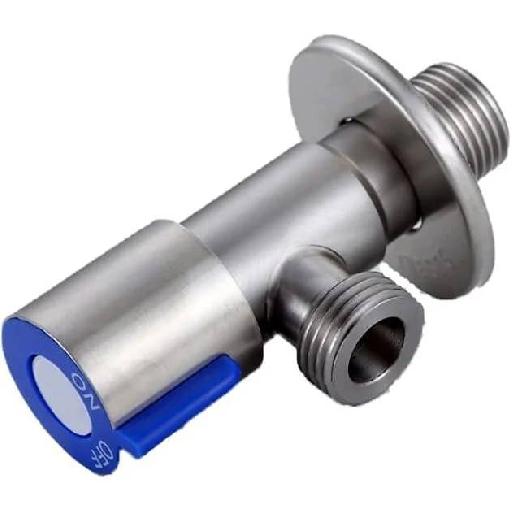 Stainless Steel Angle Valve Cold & Hot Adapter Connector Faucet – J3307-B – Brushed Satin Nickel Finish, Dual Temperature Compatibility, Durable Stainless Steel Body & Water-Resistant Shut-Off Spindle