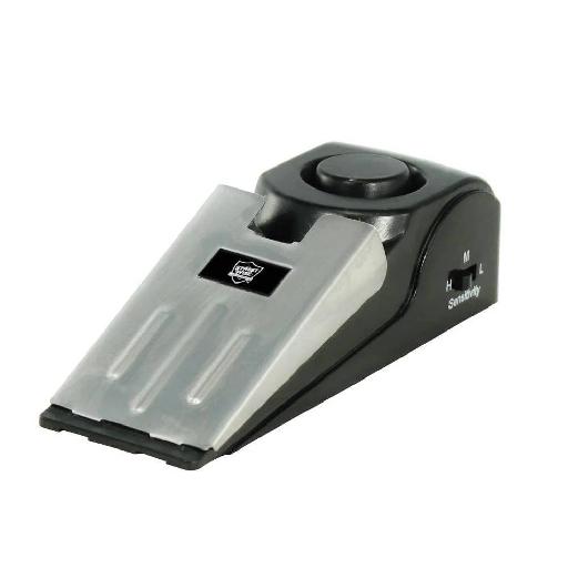 Door Stopper Alarm with 120dB Siren – Stainless Steel Security Wedge with Adjustable Sensitivity (High, Medium, Low)