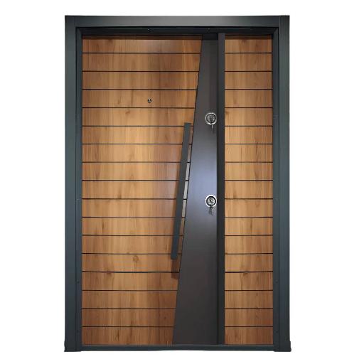 Laminox Portal One & Half Door – IBR-003 – 7ft x 4ft wood-finish Laminox door with knocker, peephole & secure lock for elegant home entry