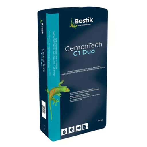Bostik CemenTech C1 Duo Waterproofing Mortar – 25kg | One-Component Crystalline Sealant for Basements, Water Tanks, and Concrete Walls