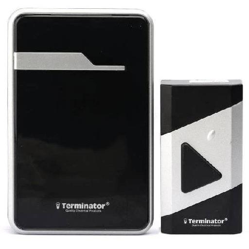 Terminator Black Digital Wireless Door Bell – TDB019DC-B – 38 Melodies, 100m Range, 1 Receiver & 1 Transmitter, DC Power