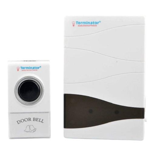 Terminator Digital Wireless Door Bell – TDB019DC – 38 Melodies, 100M Range, Plug-and-Play Receiver & Transmitter, Easy Setup