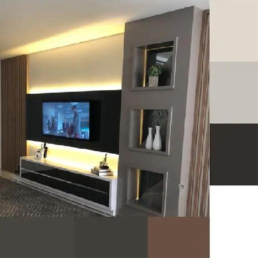 Veelux - TV Unit Modern Entertainment Center, LED Lights