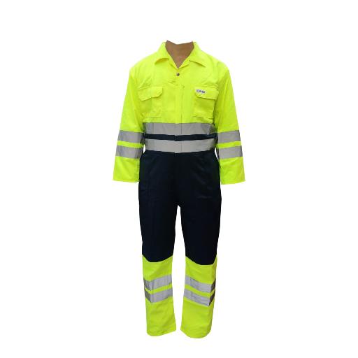 Icobeg High-Visibility Coverall – Lemon-Green and Blue-Black for Safety and Comfort