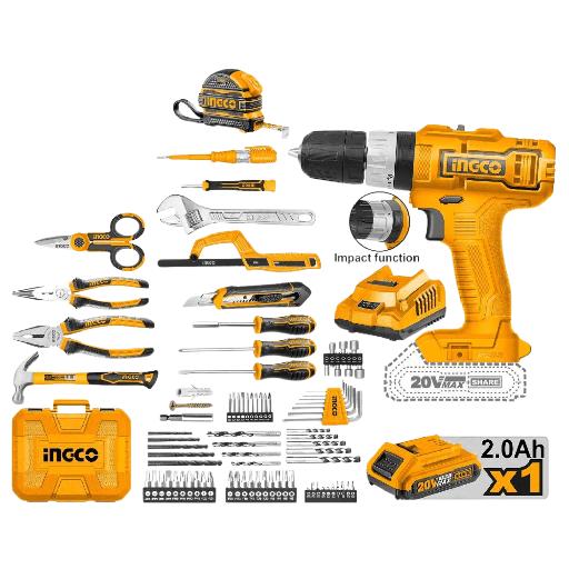 Farmline – Ingco 165-Piece Tool Set with 20V Lithium-Ion Cordless Impact Drill – HKTHP11651